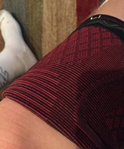 UFlex Athletics Knee Compression Sleeve Support for Women and Men - Knee Brace for Pain Relief, Fitness, Weightlifting, Hiking, Sports Medium Red 49 71ckoZM5VkL