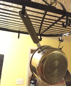 MyGift Black Scrollwork Metal Pot and Pan Ceiling Hanging Rack Heavy Duty Cooking Pans and Utensil Hanger with 10 Dual Hooks 24 71ckt7UqXL