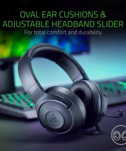 Razer Kraken X - Gaming Headset (Ultralight Gaming Headset for PC, Mac, Xbox One, PS4 and Switch, Headband Padding, 7.1 Surround Sound) Black Black (USB) 13 71clARv1SuL 1