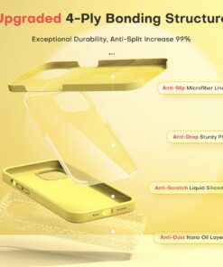 TOCOL 5 in 1 for iPhone 14 Case, with 2 Pack Screen Protector + 2 Pack Camera Lens Protector, Liquid Silicone Phone Case for iPhone 14, Yellow for iPhone 14 6.1" 9 71clslB1cTL