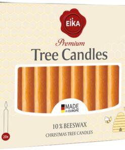 Eika Premium 10% Beeswax Tree Candles - Pack of 20 Honey Colored Natural Christmas Wax Candles for Pyramids, Carousels & Chimes - Made in Europe 1 Pack 15 71cnGwQ2t2L