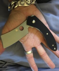 Spyderco Roc Specialty Folding Utility Pocket Knife with LinerLock Mechanism - 3.10" VG-10 Stainless Steel Cleaver Style Blade and Black Textured G-10 Handle - PlainEdge - Everyday Carry - C177GP 13 71cnIwXw74L