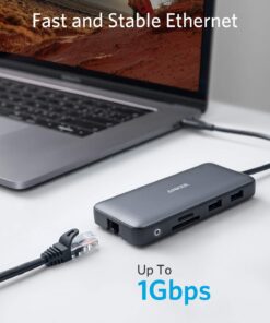 Anker 553 USB-C Hub, 8-in-1 USB C Dock, Dual 4K HDMI USB C to USB Adapter, 1 Gbps Ethernet USB Hub, 100W Power Delivery, SD Card Reader for MacBook Pro, XPS and More 22 71coOJs69VL