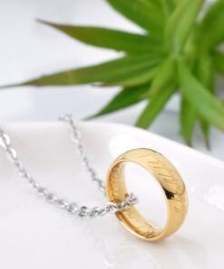 LUREME Engraved Gold Plated Stainless Steel Ring Pendant Chain Necklace A1000001 29 71cp8ZevTlL