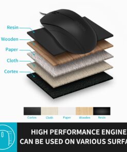 Rapoo Silent Wired Mouse, 1000 DPI 5ft Cord Quiet Button Optical Computer Mouse, Left Right Hand Use, for Laptop Chromebook Mac Notebook, Matte Black 20 71cpC2GDHwL