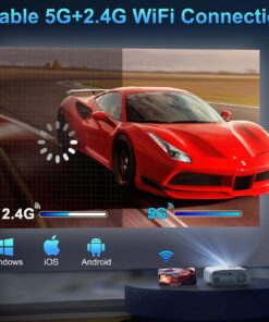 Alternative view of Pericat 5G WiFi Projector Bluetooth,10000L Native 1080P Outdoor Portable Video Projector 4K Supported,Home Theater Movie Projector 300'' Display,Compatible iOS/Android//PC/TV Stick/PS5 White