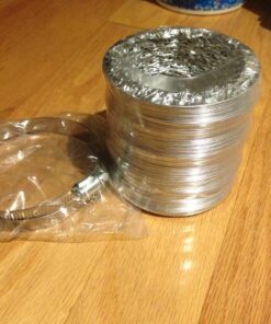 iPower GLDUCT4X8C 4 inch 8 feet Non-Insulated Flex Air Aluminum Foil Ducting Dryer Vent Hose for HVAC Ventilation with 2 Clamps, 4'' X 8', Silver 4'' X 8' 36 71cq1vi4 nL