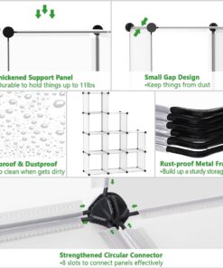 C&AHOME Cube Storage, 9-Cube Plastic Closet Cabinet Organizer, DIY Stackable Bookshelf, Modular shelving Units Ideal for Home, Office, Kids Room, 36.6"L x 12.4" W x 48.4" H Translucent White SBTM3009A Transparent White 28 71cqbVFgR8L
