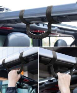 4 x Roll Bar Grab Handles Grip Handle for Jeep Wrangler YJ TJ JK JKU JL JLU Sports Sahara Freedom Rubicon X & Unlimited 1955-2024 (Black) Black 22 71cquRacUYL 1
