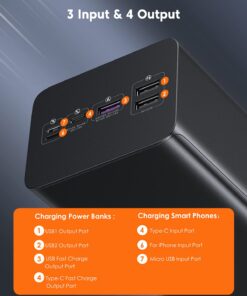 ROMOSS Power Bank 60000mAh High-Capacity Portable Charger, Power Station, 22.5W Fast Charging, PD 3.0, USB C, 4 Outputs & 3 Inputs with LCD Display for iPhone, Android Travel and Outdoors Black 39 71cr98HDPoS