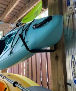 Heavy Duty Garage Indoor Kayak Storage Hooks Hanger, Wall Mounted Utility Hanging Cradle Rack for Canoe Paddle Board, Ladder, Folding Chairs, Hose, Bicycle and Tools (4 Pack, Black) 33 71crs GzIgL