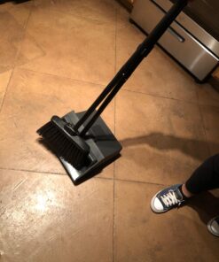 Carlisle FoodService Products Duo-Pan Upright Dust Pan and Broom Broom Set with Clip for Floor Cleaning, Restaurants, Office, And Janitorial Use, Plastic, 36 Inches, Black 36 Inches (Pack of 1) 41 71ctVPfP8 L