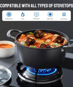 Induction Pots and Pans Set Non-Stick, Induction Cookware Sets 10-PCS, Anti-Scald Handles&Lids, Oven-Proof Frying Pans, Sautépan, Saucepans and Pot for Kitchen, BEZIA 9 71ctfxMnWaL