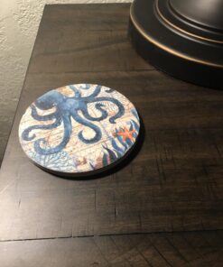 Thirstystone Monterey Bay 4 Pack Round Absorbent Stone Coasters with Protective Cork Backing Manufactured in the USA Artistic Absorbent Easily Wipes Clean 33 71ctjEl4taL 1