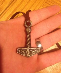 Norse Tradesman Thor's Hammer Necklace - Solid Brass Mjolnir Pendant with Adjustable Genuine Leather Cord 29 71cuR61AplL