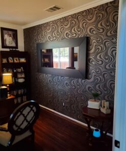 Q QIHANG Modern Abstract Curve 3D Wallpaper Roll Mural Papel De Parede Flocking for Striped Black Brown Color Unpasted Living Room Wall Paper 0.7m x 8.4m=5.88㎡ 46 71cujf0T3sL