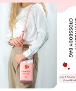 LUI SUI Fruits Banana Strawberry Milk Box Cross Body Purse Bag Women Phone Wallet Shoulder Bags Pink 41 71cvS7LE0QL