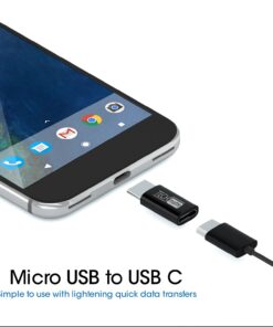 TechMatte Micro USB to USB C Adapter, Converts Micro USB Female to USB C Male (2 Pack, Black) 21 71cwjdVue4L