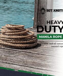 SGT KNOTS Twisted Manila Rope - Natural 3 Strand Fiber Hemp Rope for Indoor and Outdoor Use | Multipurpose Manila Rope for Crafts, DIY Projects, Home Decorating, Climbing | 1/4 in x 10ft 13 71cx0gFx67L