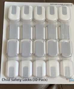 Child Safety Strap Locks (10 Pack) Baby Locks for Cabinets and Drawers, Toilet, Fridge & More. 3M Adhesive Pads. Easy Installation, No Drilling Required, White/Gray 39 71cxK53RNCL
