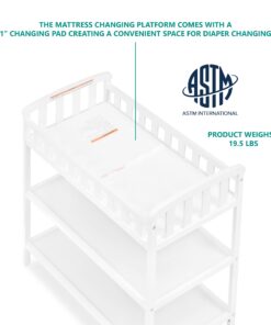 Dream On Me Emily Changing Table In White, Comes With 1" Changing Pad, Features Two Shelves, Portable Changing Station, Made Of Sustainable New Zealand Pinewood 27 71cy9BEdQeL