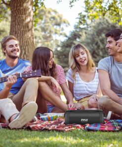 Pyle Wireless Portable Bluetooth Speaker- 100 Watt Power Rugged Compact Audio Sound Box Stereo System with Built-in Rechargeable Battery, 3.5mm AUX Input Jack,FM Radio,MP3 & USB Reader-PBMSQG5, Black 21 71cygYfyjL