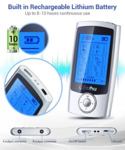 Alternative view of Ohuhu Tens Unit Muscle Stimulator: 24 Modes Rechargeable Tens Stimulator Machine - 16 Pads Electric EMS Unit Massager Acupoint Map Included for Back Shoulder Legs Pain Relief Christmas Gift - Silver