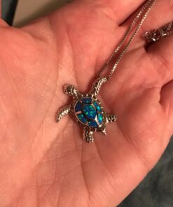 Victoria Jewelry 925 Sterling Silver Blue Opal Sea Turtle Necklace 32 71d0AbgC21L 1