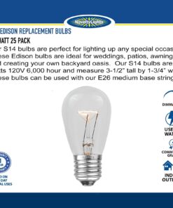 Novelty Lights 25 Pack S14 Outdoor Patio Edison Replacement Bulbs, E26 Medium Base, Multi, 11 Watt 25 Count (Pack of 1) 26 71d1ZFlRjlL