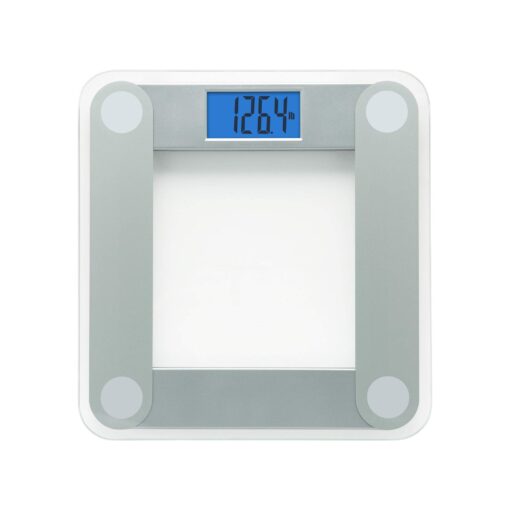 Eat Smart Products Free Body Tape Measure Included Digital Bathroom Scale with Extra Large Lighted Display, One Size, Clear