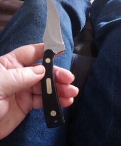 Old Timer 152OT Sharpfinger 7.1in S.S. Full Tang Knife with 3.3in Clip Point Skinner Fixed Blade, Black Sawcut Handle, and Leather Belt Sheath for Hunting, Camping, Skinning, EDC, and Outdoors 71 71d3Rq0EOnL