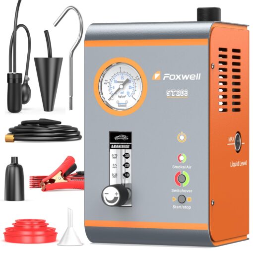 FOXWELL ST203 Automotive Smoke Machine with Built-in Air Pump, EVAP Vacuum Leak Detector, Air/Smoke Mode Car Pipe Leakage Diagnostic Tester for All DC12V Vehicles