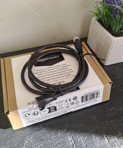 Amazon Basics RJ45 Cat 6 Ethernet Patch Cable, 1Gpbs Transfer Speed, Gold-Plated Connectors, 3 Foot For PC, TV, tablet, router, printer 1-Pack Black 17 71d4M8RqcZL