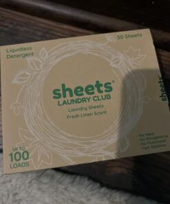 Sheets Laundry Club - As Seen On Shark Tank - Laundry Detergent - (Up to 100 Loads) 50 Laundry Sheets- Fresh Linen Scent - No Plastic Jug - New Liquid-Less Technology - Lightweight - Easy To Use - 50 Count (Pack of 1) 39 71d4WkSAT2L