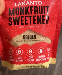 Lakanto Golden Monk Fruit Sweetener with Erythritol - Raw Cane Sugar Substitute, Zero Calorie, Keto Diet Friendly, Zero Net Carbs, Baking, Extract, Sugar Replacement (Golden - 8.29 oz) 8.29 Ounce (Pack of 1) 36 71d59efS0bL