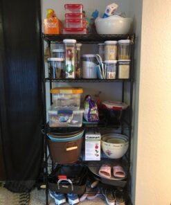 Seville Classics 5-Tier Steel Wire Shelving with Wheels, 30" W x 14" D, Chrome 5-Tier, 30" W x 14" D Silver 38 71d5VrRZvgL