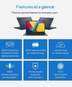 ASUS Vivobook 15 Laptop, 15.6" FHD Display, Intel Core i3-1215U Processor, 16GB RAM, 1TB SSD, Intel UHD Graphics, Student & Business, Thin and Light, Wi-Fi, Windows 11 Home in S Mode, Quiet Blue 16GB RAM | 1TB 15 71d5fjXpQXL