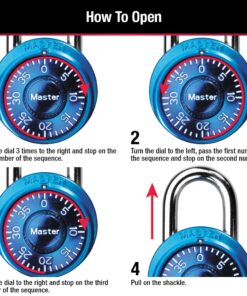 Master Lock Padlock, Mini Dial Combination Lock, 1-9/16 in. Wide, Color Assortment Pack, 1533TRI (Pack of 3) 3 count (Pack of 1) 24 71d63wU9WTL