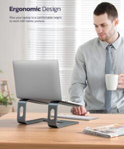 Nulaxy Laptop Stand, Detachable Ergonomic Laptop Mount Computer Stand for Desk, Aluminum Laptop Riser Notebook Stand Compatible with MacBook, Dell XPS, All 10-16" Laptops - Gray A-Grey 21 71d6b0nRESL
