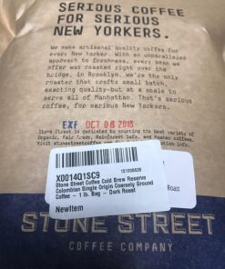 Stone Street Cold Brew Coffee, Strong & Smooth Blend, Low Acid, 100% Arabica, Gourmet Coffee, Coarse Ground, Dark Roast, Colombian Single Origin, 1 LB Ground Dark Roast 1 Pound (Pack of 1) 36 71d6v6ea7zL