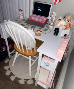 Lufeiya White L Shaped Computer Desk with Power Outlet Shelves, 40 Inch Small Corner Desk for Small Space Home Office, L-Shaped Desk PC Desks, White 39.4" 43 71d75UHW65L