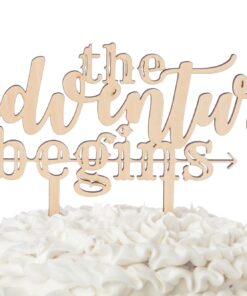 Ella Celebration The Adventure Begins Wooden Wedding Cake Topper, IMPROVED Arrow Rustic Wood Decoration 8 Inch Width (Adventure Begins) 21 71d7vOHZKhL