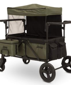 Jeep Deluxe Wrangler Stroller Wagon with Cooler Bag and Parent Organizer by Delta Children, Black/Green 38 71d8MVMqTiL