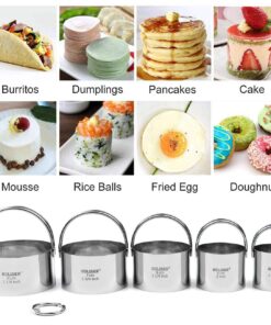 HULISEN Biscuit Cutter Set (5 Pieces/Set), Round Cookies Cutter with Handle, Professional Baking Dough Tools, Gift Package 5 Sizes - Flat 28 71d9aR2rVGL