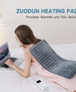 Heating Pad for Back Pain Relief, ZUODUN Electric Heating Pads for Cramps with Auto Shut Off & 6 Heat Levels, Moist Heat Therapy, Machine Washable, LED Controller, Gifts for Women, Men Gray-12 x 24 Inch 34 71dALRC9sFL