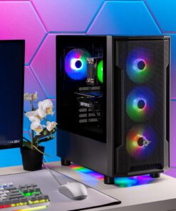 Skytech Gaming Shadow Gaming PC Desktop – AMD Ryzen 5 5600X 3.7 GHz, NVIDIA RTX 4060, 1TB NVME SSD, 16GB DDR4 RAM 3200, 600W Gold PSU, 11AC Wi-Fi, Windows 11 Home 64-bit,Black 5600X | 4060 17 71dAP TC3AL