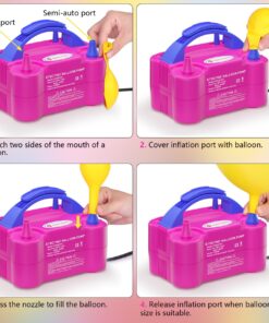IDAODAN Electric Balloon Pump, Portable Electric Balloon Blower Machine Balloon Air Pump Dual Nozzle Rose Red 110V 600W Balloon Inflator for Party Decorations Pink/Blue 22 71dBJ3jWgL