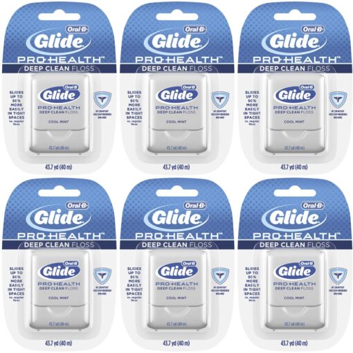 Oral-B Glide Pro-Health Dental Floss, Deep Clean, Cool Mint Flavor, 40 m (Pack of 6)