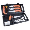 Outdoor Edge WildPak 8-Piece Hunting Knife Set & Field Dressing Kit | Features Razor-Sharp Full Tang Skinning Knife, Caping & Boning Knives, Knife Sharpener, Bone Saw, Rib Spreader | Compact Hard Case