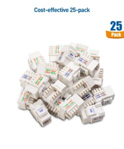 Cable Matters UL Listed 25-Pack RJ45 Keystone Jack, Cat6 Keystone Jacks in White and Keystone Punch-Down Stand 24 71dDlGtAWAL